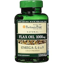 Puritan's Pride Natural Flax Oil 1000 mg-120 Rapid Release Softgels