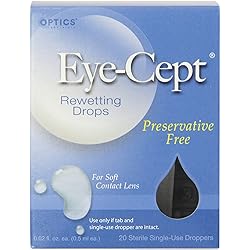 Optics Eye-Cept Rewetting Drops, 20-Count 0.02 fl oz 0.5 ml droppers Pack of 4