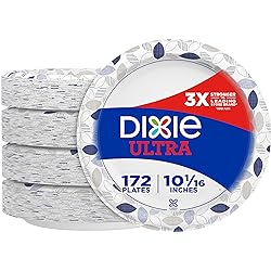 Dixie Ultra Paper Plates, 10 116 inch, Dinner Size Printed Disposable Plate, 172 Count 4 Packs of 43 Plates, Packaging and Design May Vary