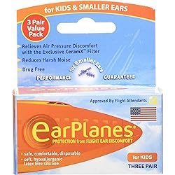Original Children's EarPlanes by Cirrus Healthcare Ear Plugs Airplane Travel Ear Protection 3 Pair Bonus Value Pack