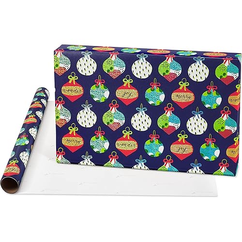 Papyrus Christmas Wrapping Paper Bundle for Kids, Ornaments, Lights, Llamas 3 Rolls, 60 sq. ft