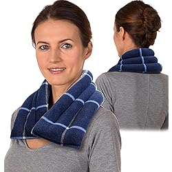 SunnyBay Neck Heating Pad Microwavable, Microwave Heating pad for Neck and Shoulders, Neck Warmer for Joint Muscle Pain Relief, Heated Neck Wrap, Reusable Moist Heat Pack Ocean Blue