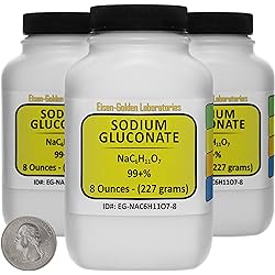 Sodium Gluconate [NaC6H11O7] 99% USP Grade Powder 1.5 Lb in Three Space-Saver Bottles USA