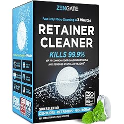 Retainer Cleaner - Denture Cleaning Tablets - Formulated in USA - Clean Mouth Guard, Aligner, Night Guard in 3 Minutes - 120 Tabs Big Pack - 4 Month Supply - Dental Cleanser for Teeth Appliances