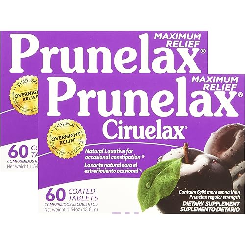 Prunelax Ciruelax Maximum Relief Natural Laxative for Occasional Constipation, 60 Count Pack of 5