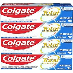 Colgate Total Teeth Whitening Toothpaste, 10 Benefits Including Sensitivity Relief and Whitening, 4.8 oz Pack of 4