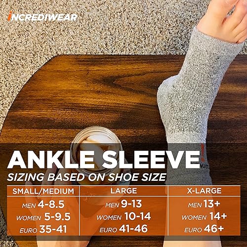 Incrediwear Ankle Sleeve – Ankle Brace for Joint Pain Relief, Sprained Ankle Support, Arthritis, Inflammation Relief, and Circulation, Ankle Support for Women and Men Grey, SmallMedium