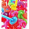 Perfect Stix Flexible , Bendy Straws Unwrapped Neon Assorted pack of 100