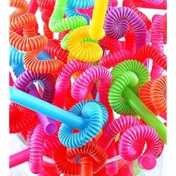 Perfect Stix Flexible , Bendy Straws Unwrapped Neon Assorted pack of 100