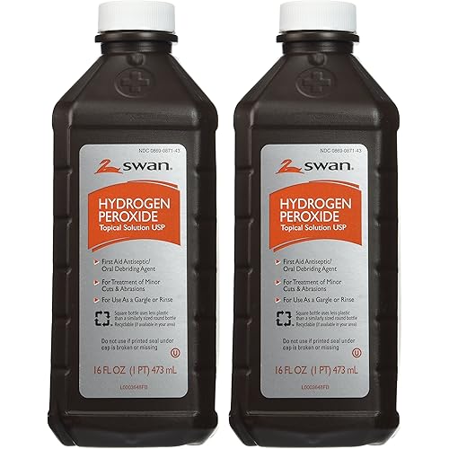 Swan Hydrogen Peroxide Solution 16 Oz First Aid Antiseptic Oral Debriding Agent 2 Pack