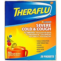 THERAFLU Severe Cold and Cough - Berry Infused with Menthol & Green Tea FLAVOR-20 Packets