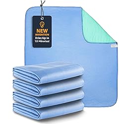 IMPROVIA Washable Underpads, 34" x 36" Pack of 4 - Heavy Absorbency Reusable Incontinence Pads for Kids, Adults, Elderly, and Pets - Waterproof Protective Pad for Bed, Couch, Sofa, Furniture, Floor