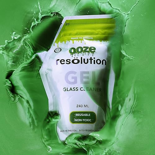 Ooze Resolution Gel Glass Cleaner 2 Pack 240ML Each Liquid Cleaning Solution Natural Clay-Based Non-Toxic Formula Glass and Metal Cleaner - Reusable Glass Cleaner - Non Abrasive Grunge Off