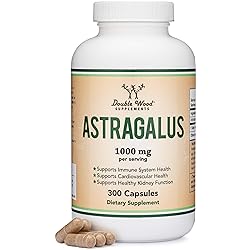 Astragalus Root Capsules - 1,000mg Per Serving 300 Capsules High in Polysaccharides, Manufactured in The USA for Healthy Aging, Cardiovascular, and Immune Support by Double Wood Supplements