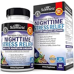 BioSchwartz Nighttime Rest Relief Supplement - Natural Nighttime Supplement with Melatonin 5-HTP Magnesium Valerian Root & Lemon Balm to Soothe & Calm - Wake Refreshed & Alert - 60 Capsules
