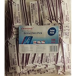 Cleanstar, Each Individually Wrapped Dental Flossers, 300 Count, Floss Singles Bag, Travel Dental Floss, Unflavored Floss Picks Oral Care Teeth Clean Flat Wire Packed Individually Each Floss