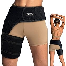Vriksasana Groin Hip Brace | Sciatica Support Wrap | Hamstring Compression Sleeve for Men and Women for Pulled Quadriceps Thigh Muscle, Hip Flexor Strain, Bursitis and Arthritis Right Leg
