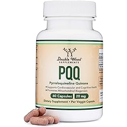 PQQ Supplement - 20mg, 60 Capsules Pyrroloquinoline Quinone Promotes Mitochondria ATP Coenzyme Levels, Energy Optimizer and Sleep Quality Support by Double Wood Supplements