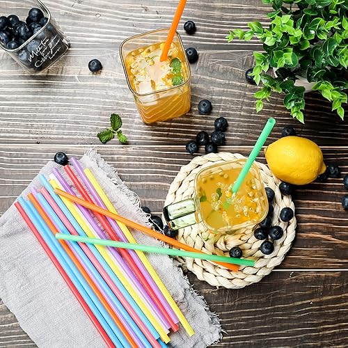 500 Pcs Colorful Disposable Drinking Plastic Straws.0.23'' diameter and 8.26" long-8 Colors