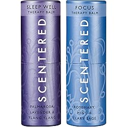 Scentered - Sleep Well & Focus Aromatherapy Balm Gift Set - Essential Oil Blends - Supports Relaxation & Restful Sleep & Alertness
