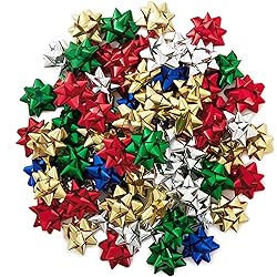 Hallmark 3" Gift Bow Holiday Assortment 75 Bows: Red, Gold, Green, Silver, Blue for Christmas, Hanukkah, Birthdays, Presents