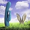 Blush Rave Rabbit Plus - Rechargeable Puria Platinum Silicone Rabbit Vibrator - Rumble Tech Powered Deep Rumbly Vibrations - Vibrating Gyrating Shaft - Clitoral Stimulator - Waterproof - Aquamarine