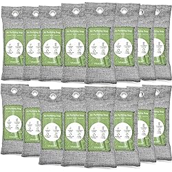 16 Pack Bamboo Charcoal Air Purifying Bag, Activated Charcoal Bags Odor Absorber, Moisture Absorber, Natural Car Air Freshener, Shoe Deodorizer, Odor Eliminators For Home, Pet, Closet 16x50g