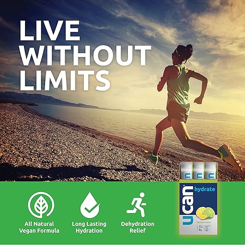 UCAN Hydrate Packets, Lemon-Lime, 12 Count 1.27 Ounce, Keto, Sugar-Free Electrolyte Replacement for Men & Women, Non-GMO, Vegan, Gluten-Free, Great for Runners, Gym-Goers, High Performance Athletes