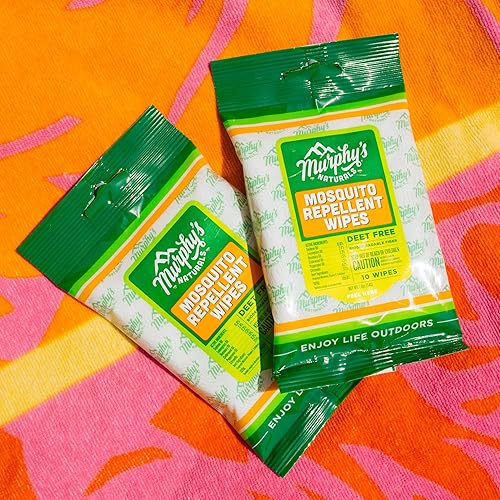 Murphy's Naturals Mosquito Repellent Wipes | DEET Free | Made with Plant Based Essential Oils | Includes Citronella Lemongrass | Easy to Use | Great for Family | Travel Sized | 10 Wipes | 3-Pack