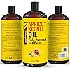 Pure Cold Pressed Apricot Kernel Oil - Big 32 fl oz Bottle - Non-GMO, Hexane Free, Natural & Lightweight Moisturizer for All Skin Types - Perfect Carrier Oil for Massage Therapy and Aromatherapy