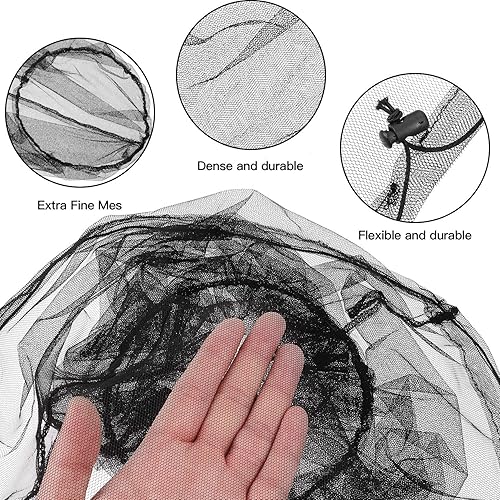 2 Pack Mosquito Head Net Face Mesh Net Mesh Head Protecting Net for Outdoor Hiking Camping Climbing Walking Mosquito Fly Bugs