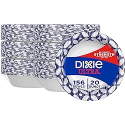 Dixie Ultra Disposable Paper Bowls, 20oz, Dinner or Lunch Size Printed Disposable Bowls, Packaging and Design May Vary, 26 Count Pack of 6