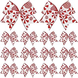 12 Pieces Christmas Bows Holiday Christmas Wreaths Bows 6 Inch Decorative Christmas Bows Red and White Christmas Bows Christmas Decorations for Christmas Wedding Gift Wrapping Crafts Cute Style