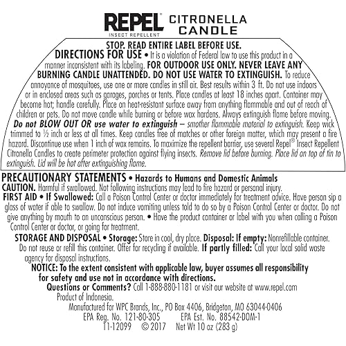Repel HG-64090 64090 10-Ounce Citronella Insect Outdoor Candle, 1 & Cutter 61067 HG-61067 32Oz Rts Bug Free Spray, 1 Pack, Silver Bottle