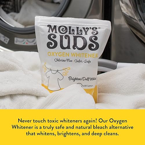 Molly's Suds Natural Oxygen Whitener | Natural Bleach Alternative, Plant-Derived Ingredients | Whitens Brights and Brightens Colors Pure Lemon Essential Oil - 162 oz Total 2 Pack
