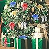 4 Rolls 40 Yards Sheer Christmas Ribbon 2.5 Inch Wide Snowflake Ribbon Organza Snowflake Glitter Ribbon Christmas Tree Ribbon for Christmas Gift Wrapping DIY Bow Craft Home Decor, Red Silver Blue Gold
