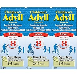 Children�s Advil Pain Reliever and Fever Reducer, Dye Free Children's Ibuprofen for Pain Relief, Liquid Ibuprofen for Children, White Grape - 4 Fl Oz Pack of 3
