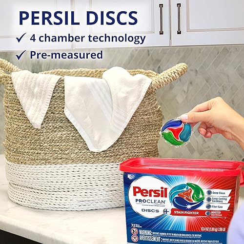 Persil Discs Laundry Detergent Pacs, Stain Fighter, 38 Count, Pack of 2, 76 Total Loads