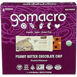 GOMACRO Organic Peanut Butter Chocolate Chip Bars 4 Count, 9.7 OZ