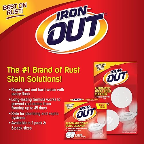 Super Iron Out AT12N Automatic Toilet Bowl Cleaner-2.1 Ounces2 Uses-Rust and Hard Water Stain Repellent Cleans with Each Flush