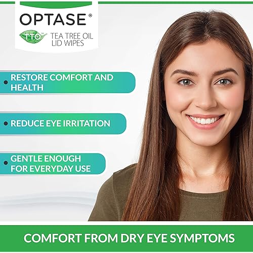 OPTASE Tea Tree Oil Eyelid Wipes - Eyelid Cleansing Wipes for Dry Eyes - Tea Tree Wipes for Blepharitis Treatment - Preservative Free, Natural Ingredients - Step 2 Cleanse - TTO Eye Wipes, Box of 20