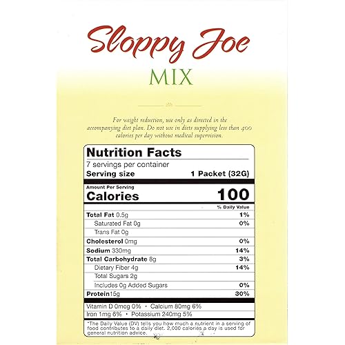 HealthSmart High Protein Sloppy Joe Mix, 15g Protein, Low Calorie, Low Carb, Low Fat, Gluten Free, Vegetarian, Keto Diet Friendly, Ideal Protein Compatible, Quick & Easy Meal, 7 Count Box