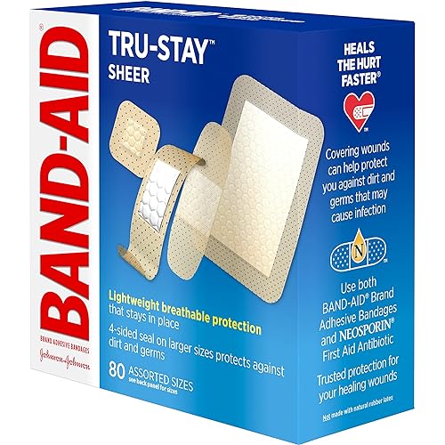 Band-Aid Brand Tru-Stay Sheer Strips Adhesive Bandages for First Aid and Wound Care, All One Size, 80 ct