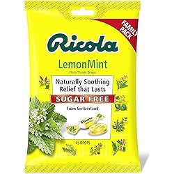 Ricola Big Bag Sugar Free Cough Drops Drops 2245, Lemon, Lemon Mint, 45 Count, Pack of 1