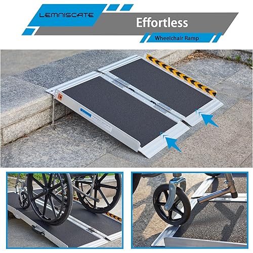 Wheelchair Ramp for Home,Portable Aluminum Wheelchair Ramp for Steps,2FT Non-Skid Threshold Ramp for Doorways, Curbs,Foldable Mobility Scooter Ramp