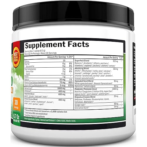 Super Greens Powder Golden Milk Powder with Ashwagandha & Turmeric - Promotes Digestive Health - Supports Whole Body & Nourishment- Superior Absorption