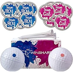 Gender Reveal Golf Balls Exploding Golf Ball Set - 2 Balls - 1 Pink & Blue Plus Golf Tees and 20 Pink and 20 Blue Baby Gender Voting Stickers