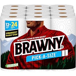 Brawny® Pick-A-Size® Paper Towels, 12 Double Rolls = 24 Regular Rolls