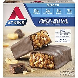 Atkins Snack Bar, Peanut Butter Fudge Crisp, 5 Count