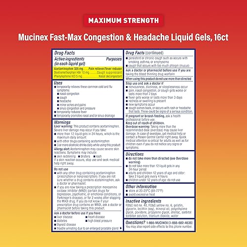Mucinex Fast-Max Liquid Gels - Congestion & Headache 16 Ct